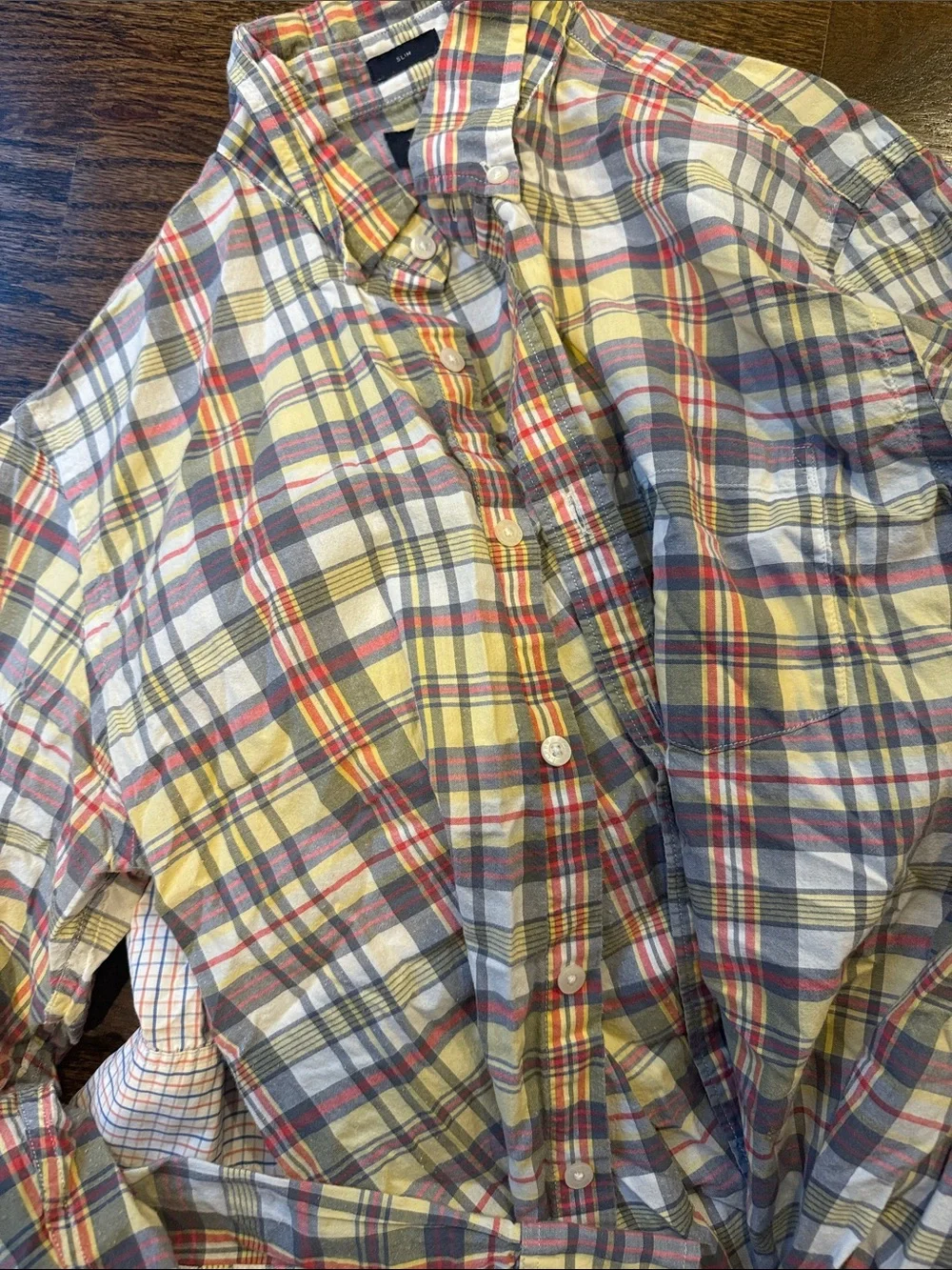 Men's Long-Sleeve Button-Down Plaid Shirt - Blue/Purple j.crew medium bundle